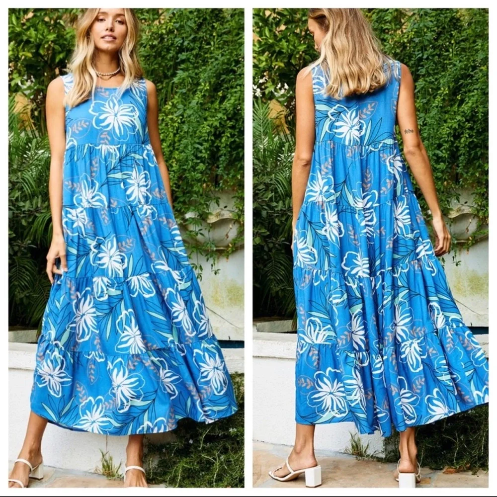 ✨LAST ONE✨Most Beautiful Tiered Sleeveless Floral Print Maxi Dress - Picture 2 of 4